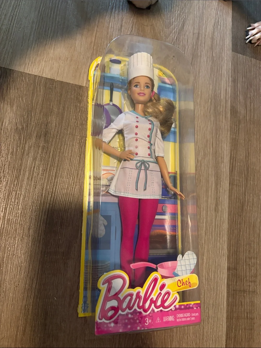 Barbie Chef Doll in White Chef Outfit with Pink Tights and Hat